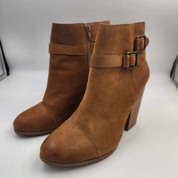 Lucky Brand Shoes - Lucky Brand Laureen Ankle Boot Brown Suede Bootie‎ Buckle Accents Women's 9.5